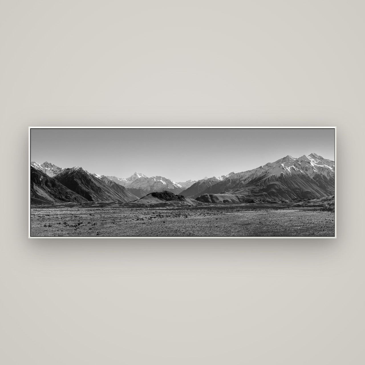 Edoras Unveiled, The Majesty of Mount Sunday — ArtBox White, 170×60 cm. New Zealand fine art wall art by Stephen Milner.