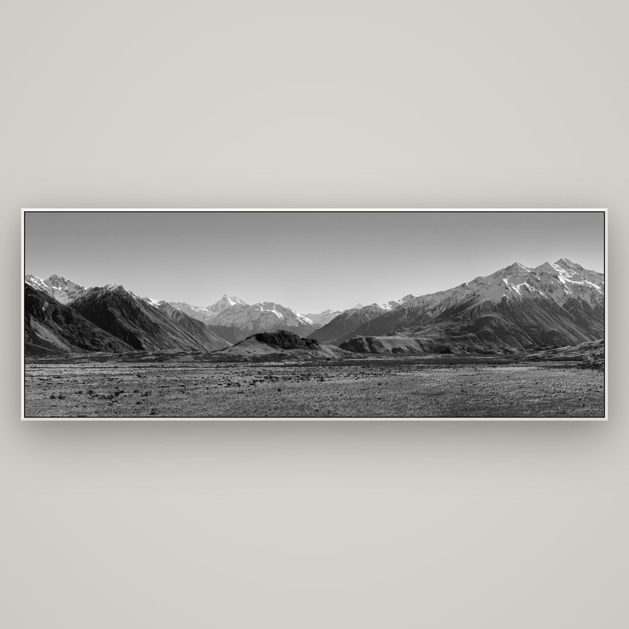 Edoras Unveiled, The Majesty of Mount Sunday — ArtBox White, 198×70 cm. New Zealand fine art wall art by Stephen Milner.