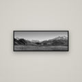 Edoras Unveiled, The Majesty of Mount Sunday — Basel Black, 113×40 cm. New Zealand fine art wall art by Stephen Milner.