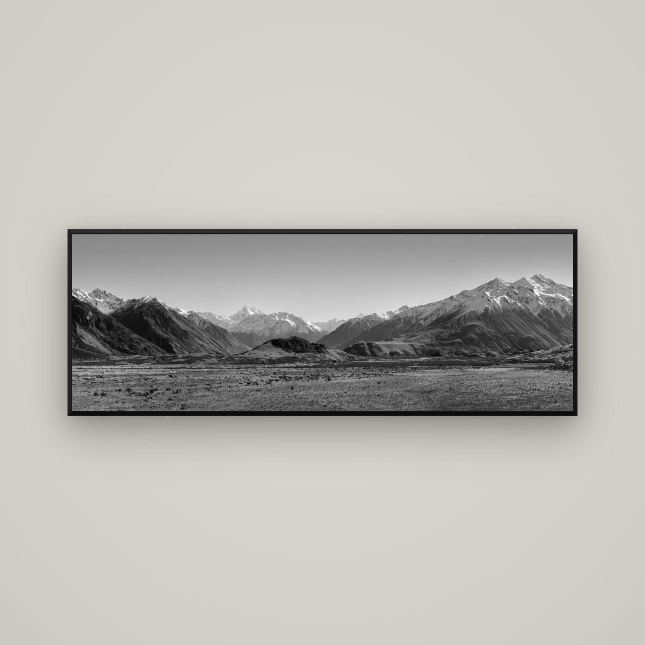 Edoras Unveiled, The Majesty of Mount Sunday — Basel Black Matte, 170×60 cm. New Zealand fine art wall art by Stephen Milner.