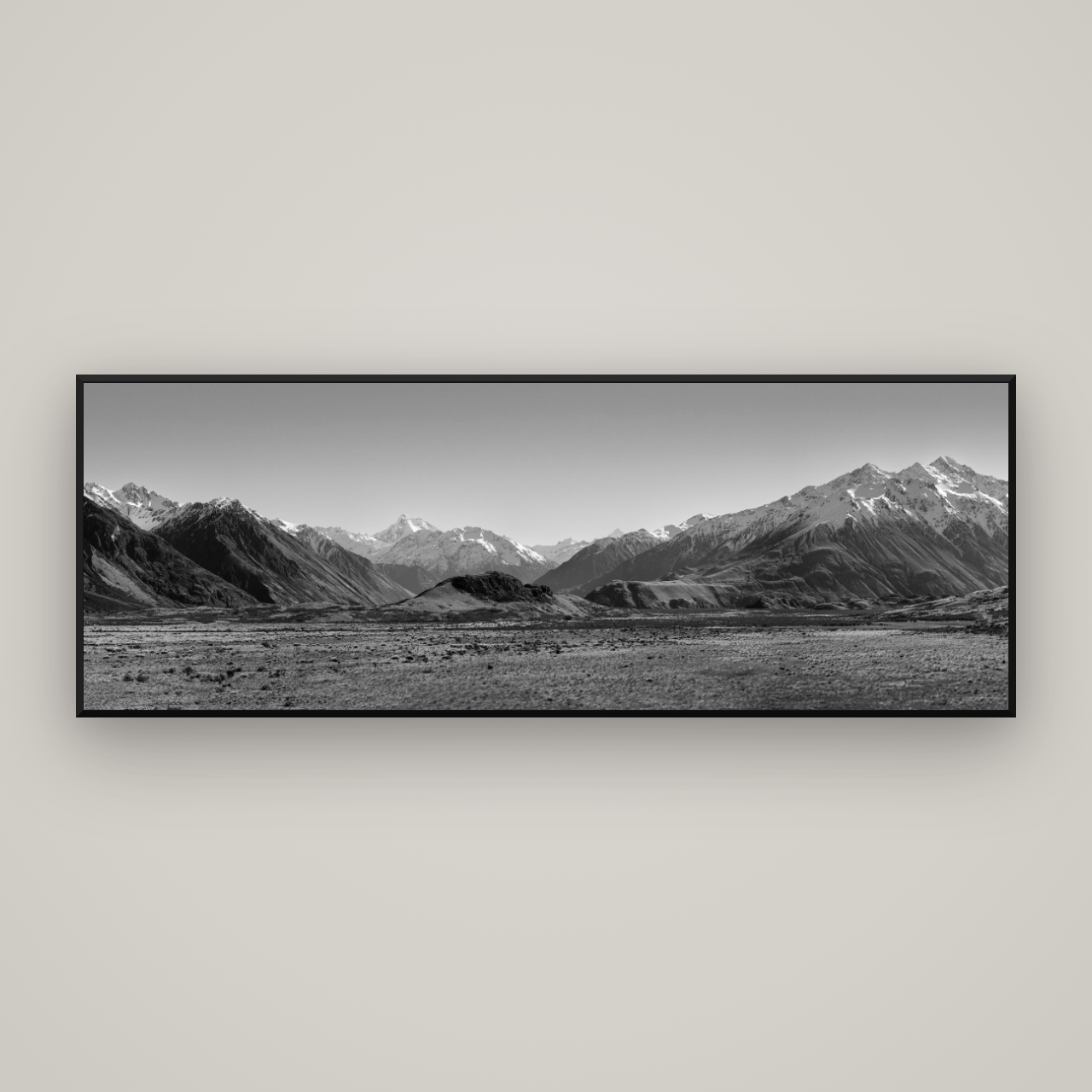 Edoras Unveiled, The Majesty of Mount Sunday — Basel Black Matte, 198×70 cm. New Zealand fine art wall art by Stephen Milner.