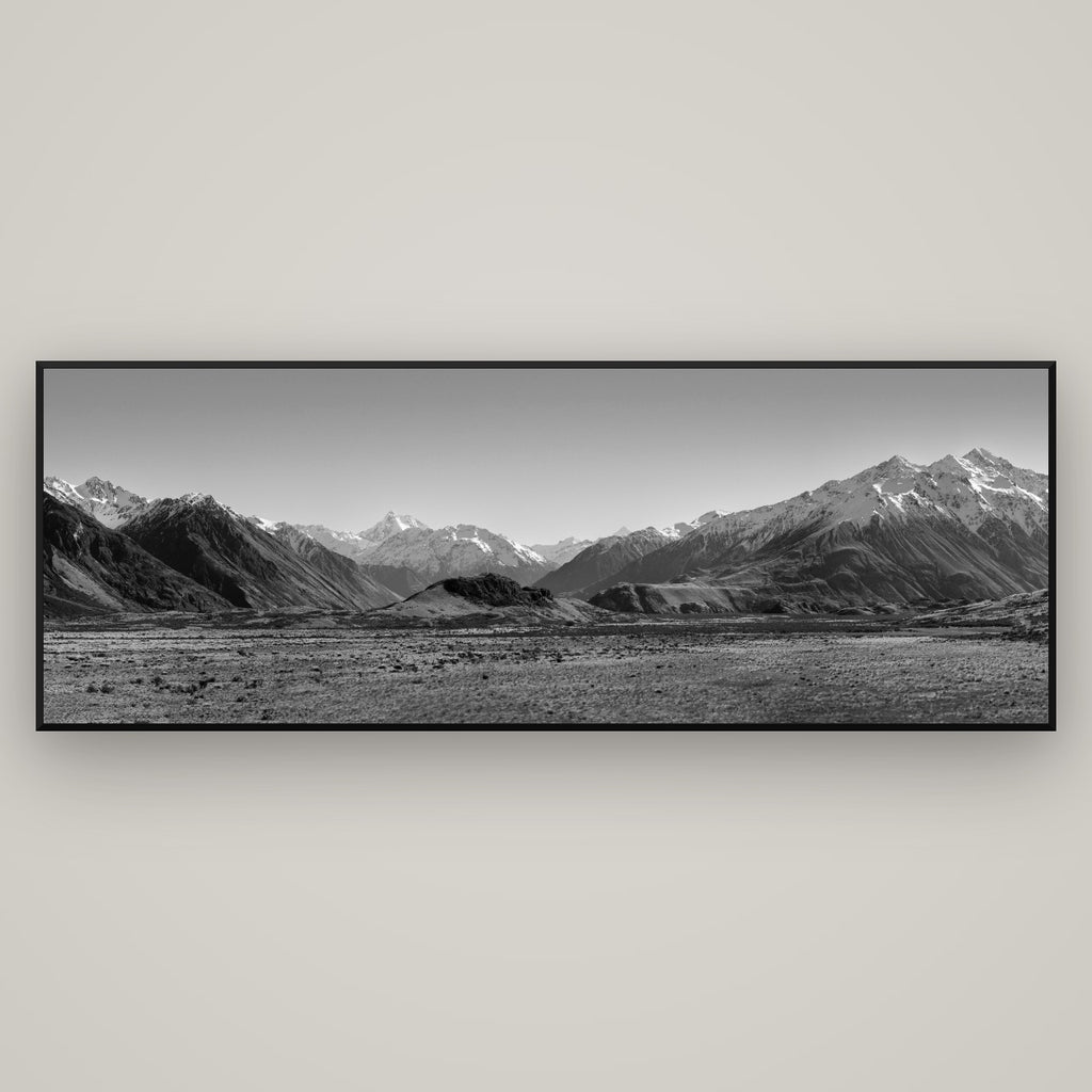 Edoras Unveiled, The Majesty of Mount Sunday — Basel Black Matte, 198×70 cm. New Zealand fine art wall art by Stephen Milner.