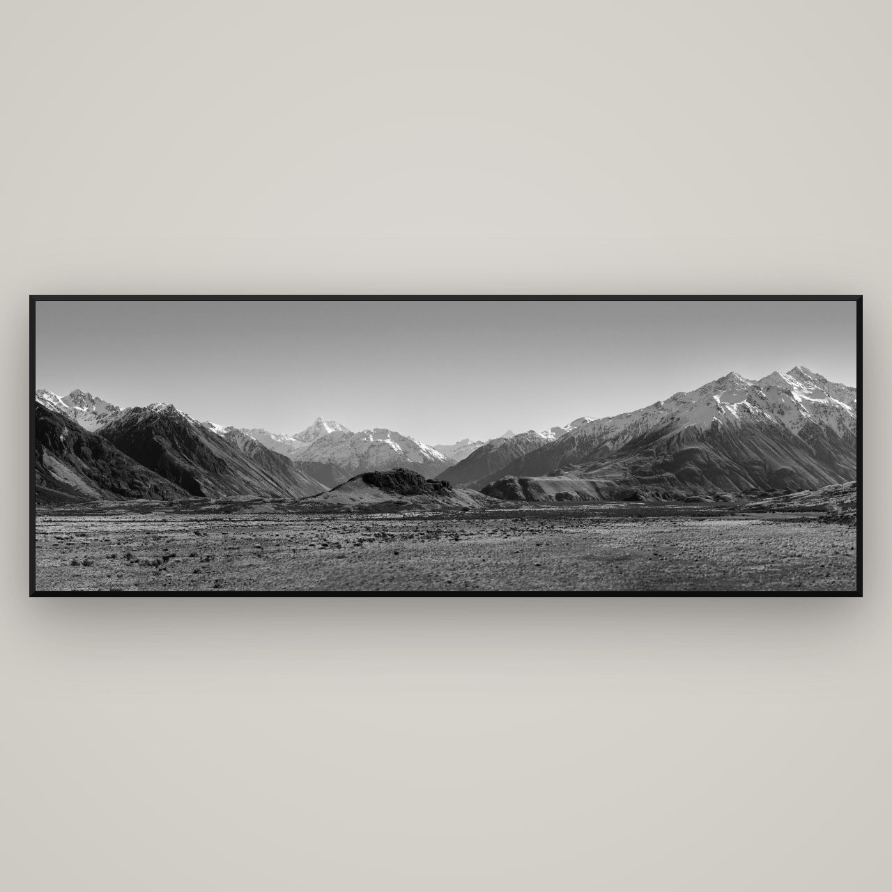 Edoras Unveiled, The Majesty of Mount Sunday — Basel Black, 198×70 cm. New Zealand fine art wall art by Stephen Milner.