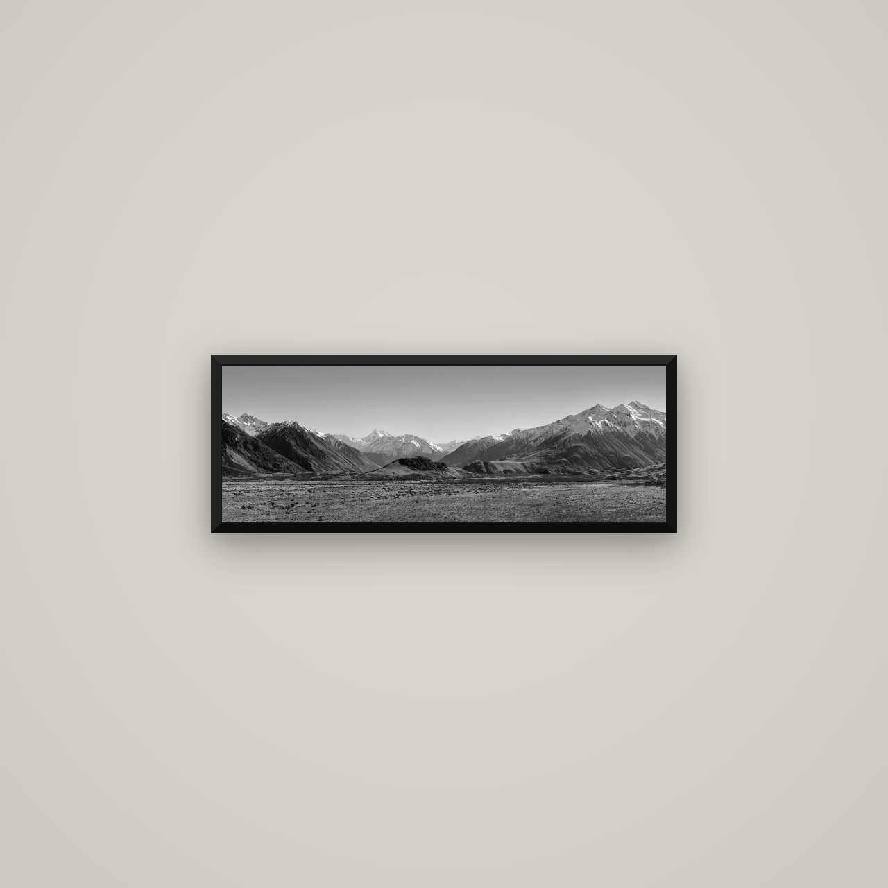 Edoras Unveiled, The Majesty of Mount Sunday — Basel Black Matte, 68×24 cm. New Zealand fine art wall art by Stephen Milner.