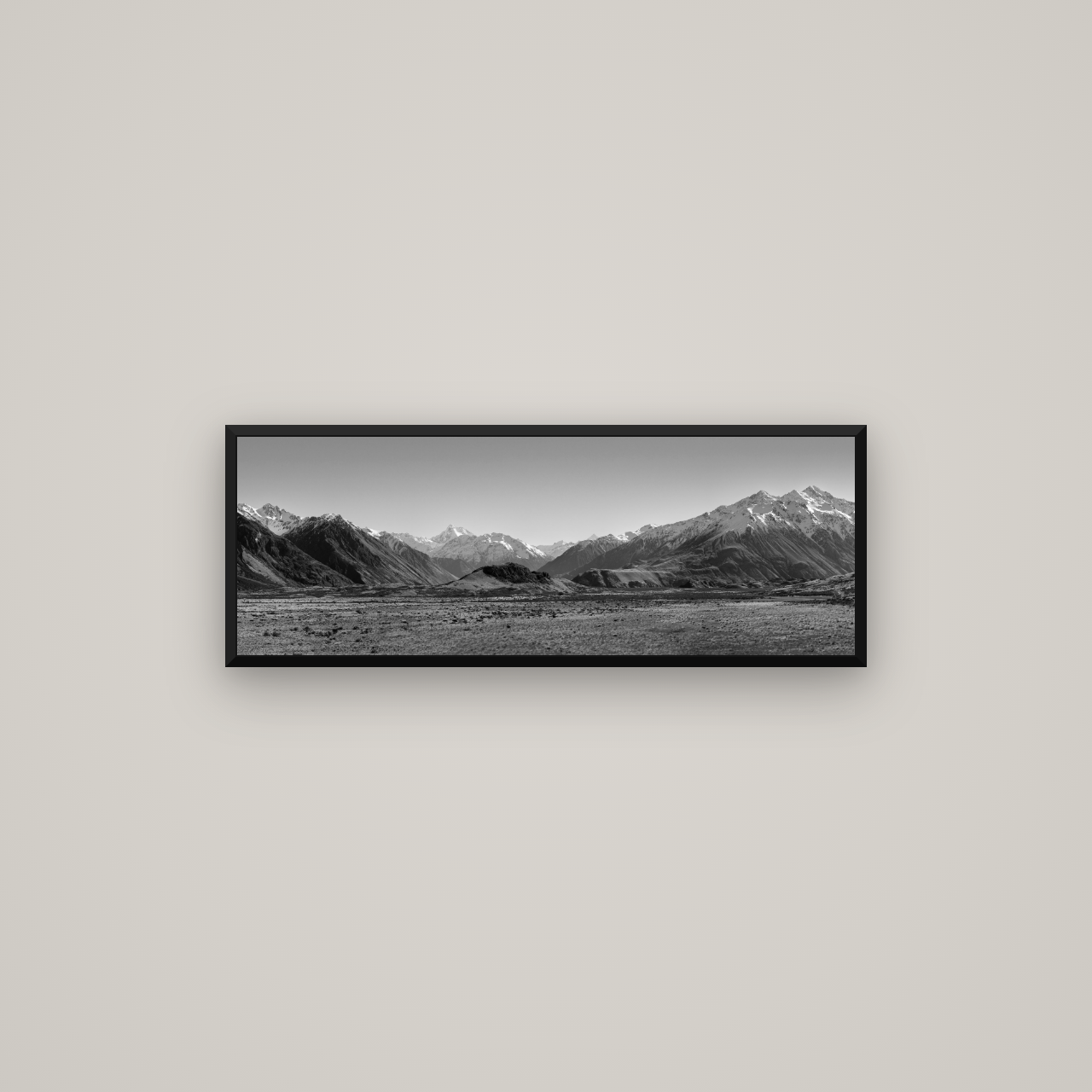 Edoras Unveiled, The Majesty of Mount Sunday — Basel Black Matte, 85×30 cm. New Zealand fine art wall art by Stephen Milner.