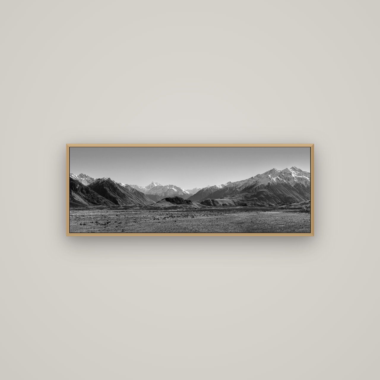 Edoras Unveiled, The Majesty of Mount Sunday, Basel Natural Oak, 113×40 cm. New Zealand fine art wall art by Stephen Milner.