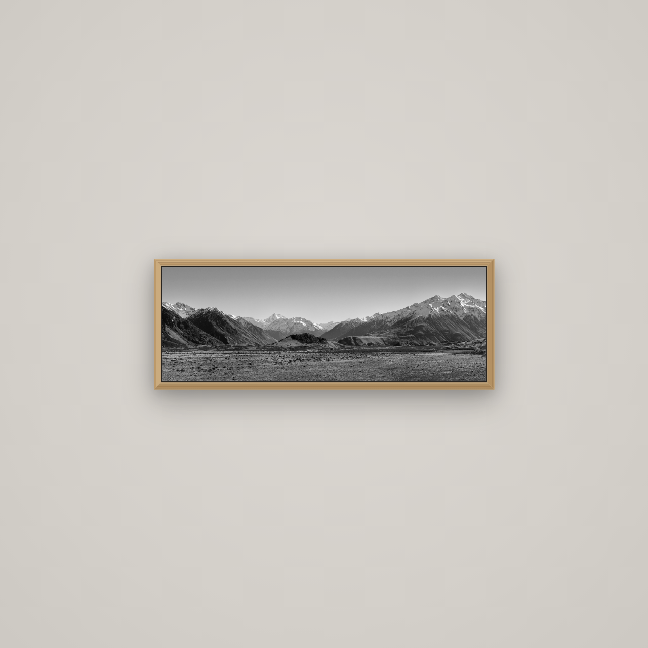 Edoras Unveiled, The Majesty of Mount Sunday, Basel Natural Oak, 68×24 cm. New Zealand fine art wall art by Stephen Milner.