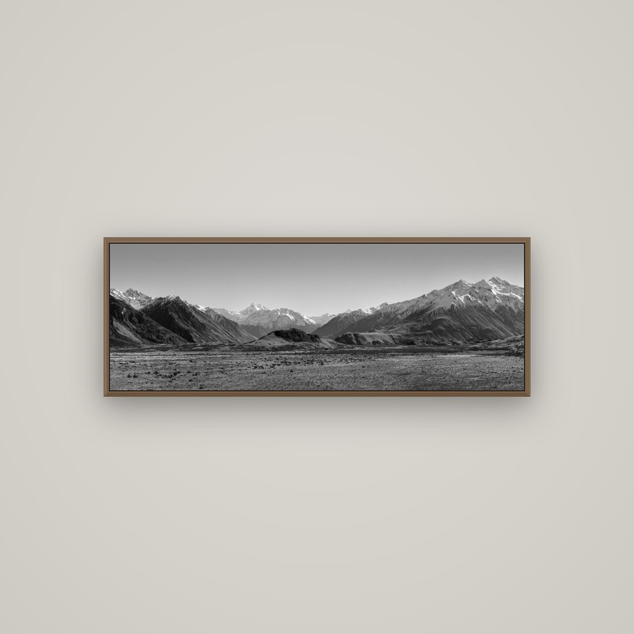 Edoras Unveiled, The Majesty of Mount Sunday, Basel Walnut, 113×40 cm. New Zealand fine art wall art by Stephen Milner.