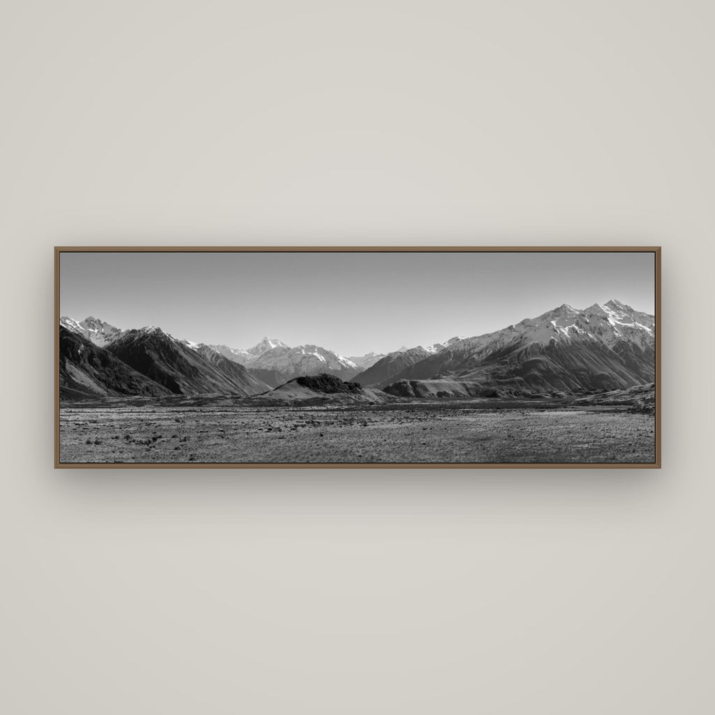 Edoras Unveiled, The Majesty of Mount Sunday, Basel Walnut, 170×60 cm. New Zealand fine art wall art by Stephen Milner.