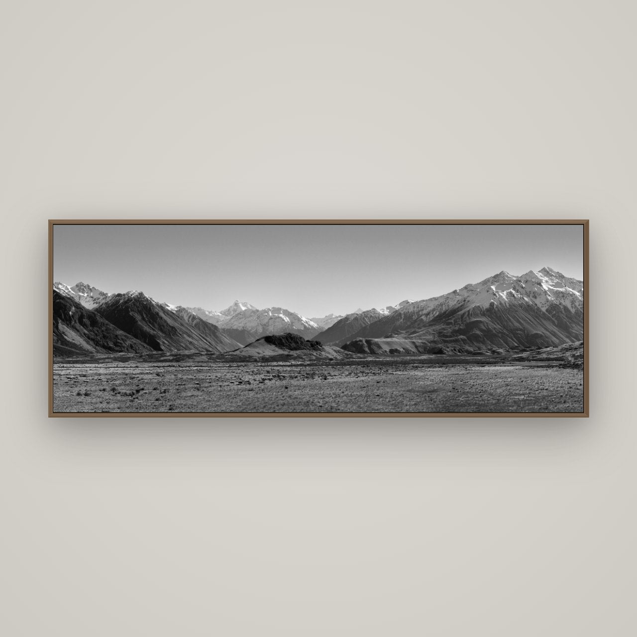 Edoras Unveiled, The Majesty of Mount Sunday, Basel Walnut, 170×60 cm. New Zealand fine art wall art by Stephen Milner.