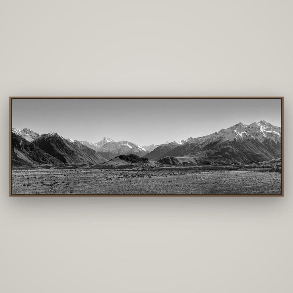 Edoras Unveiled, The Majesty of Mount Sunday, Basel Walnut, 198×70 cm. New Zealand fine art wall art by Stephen Milner.