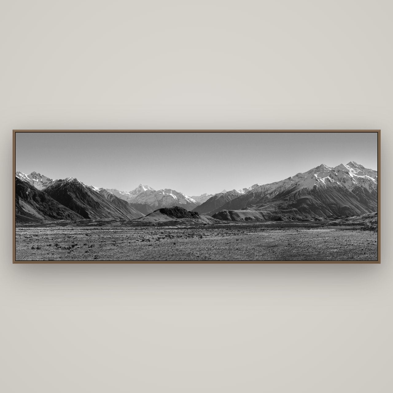 Edoras Unveiled, The Majesty of Mount Sunday, Basel Walnut, 198×70 cm. New Zealand fine art wall art by Stephen Milner.