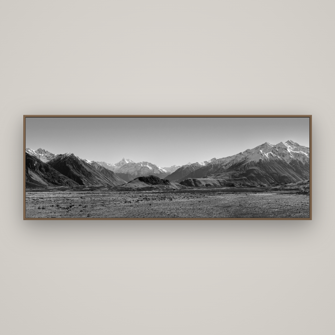 Edoras Unveiled, The Majesty of Mount Sunday, Basel Walnut, 198×70 cm. New Zealand fine art wall art by Stephen Milner.