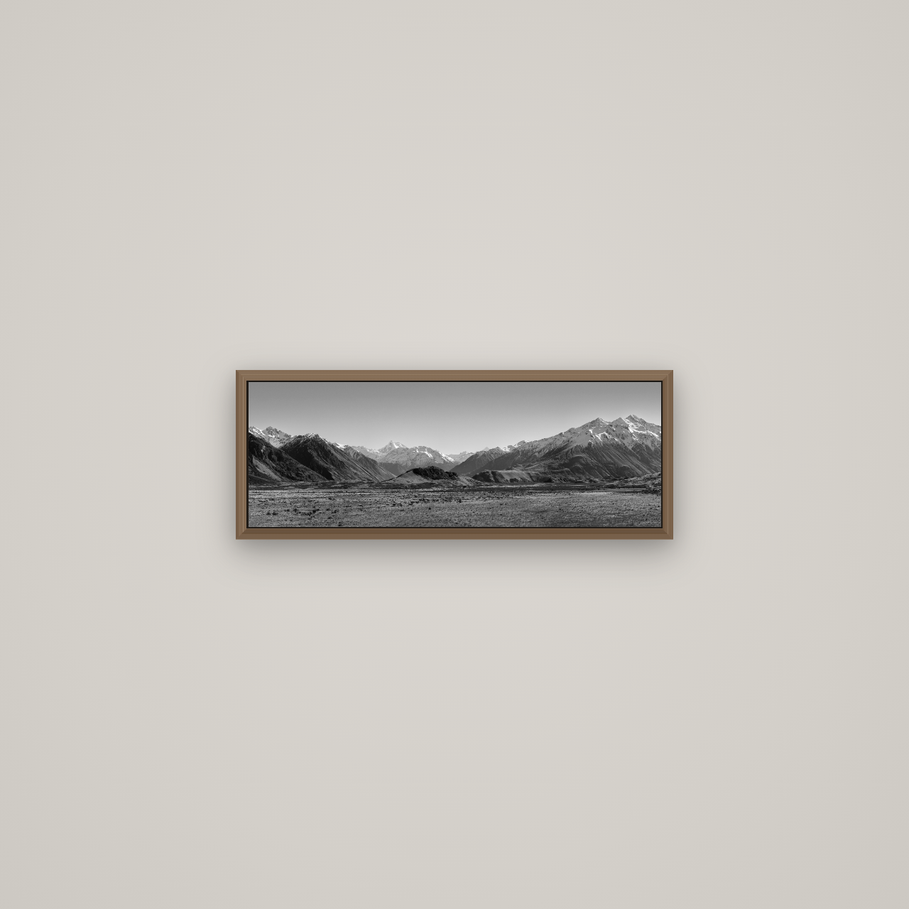 Edoras Unveiled, The Majesty of Mount Sunday, Basel Walnut, 57×20 cm. New Zealand fine art wall art by Stephen Milner.
