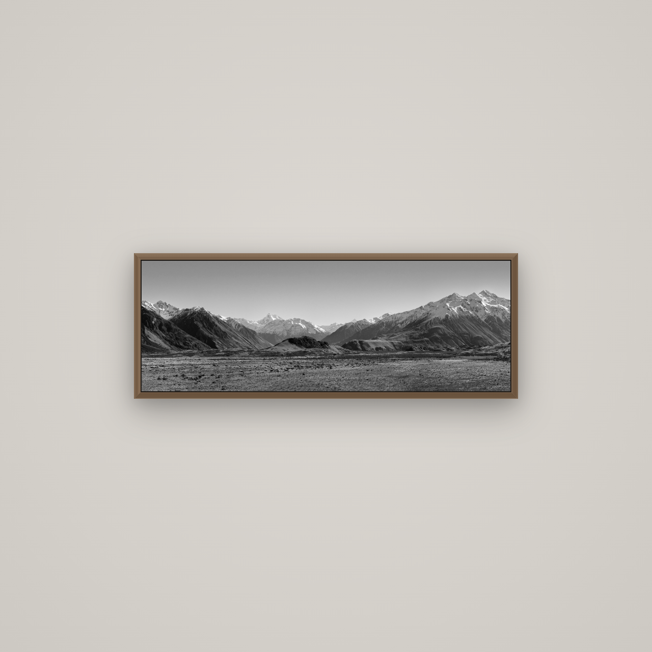 Edoras Unveiled, The Majesty of Mount Sunday, Basel Walnut, 85×30 cm. New Zealand fine art wall art by Stephen Milner.