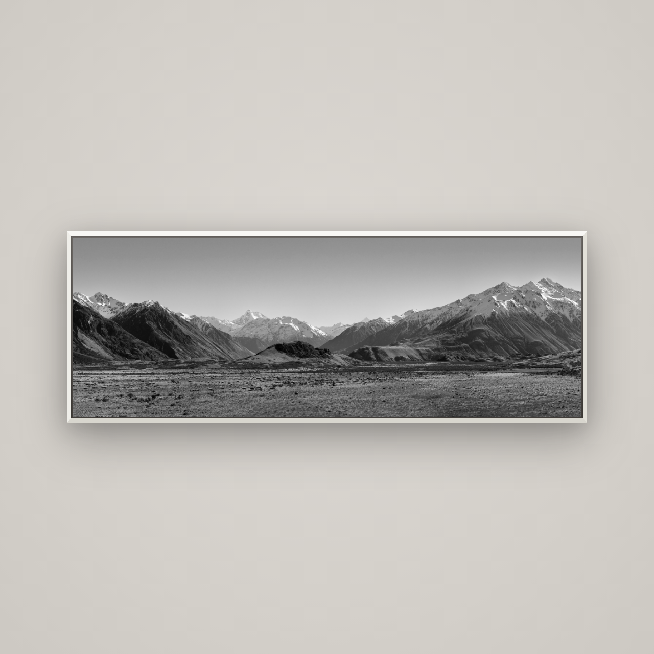 Edoras Unveiled, The Majesty of Mount Sunday — Basel White, 170×60 cm. New Zealand fine art wall art by Stephen Milner.