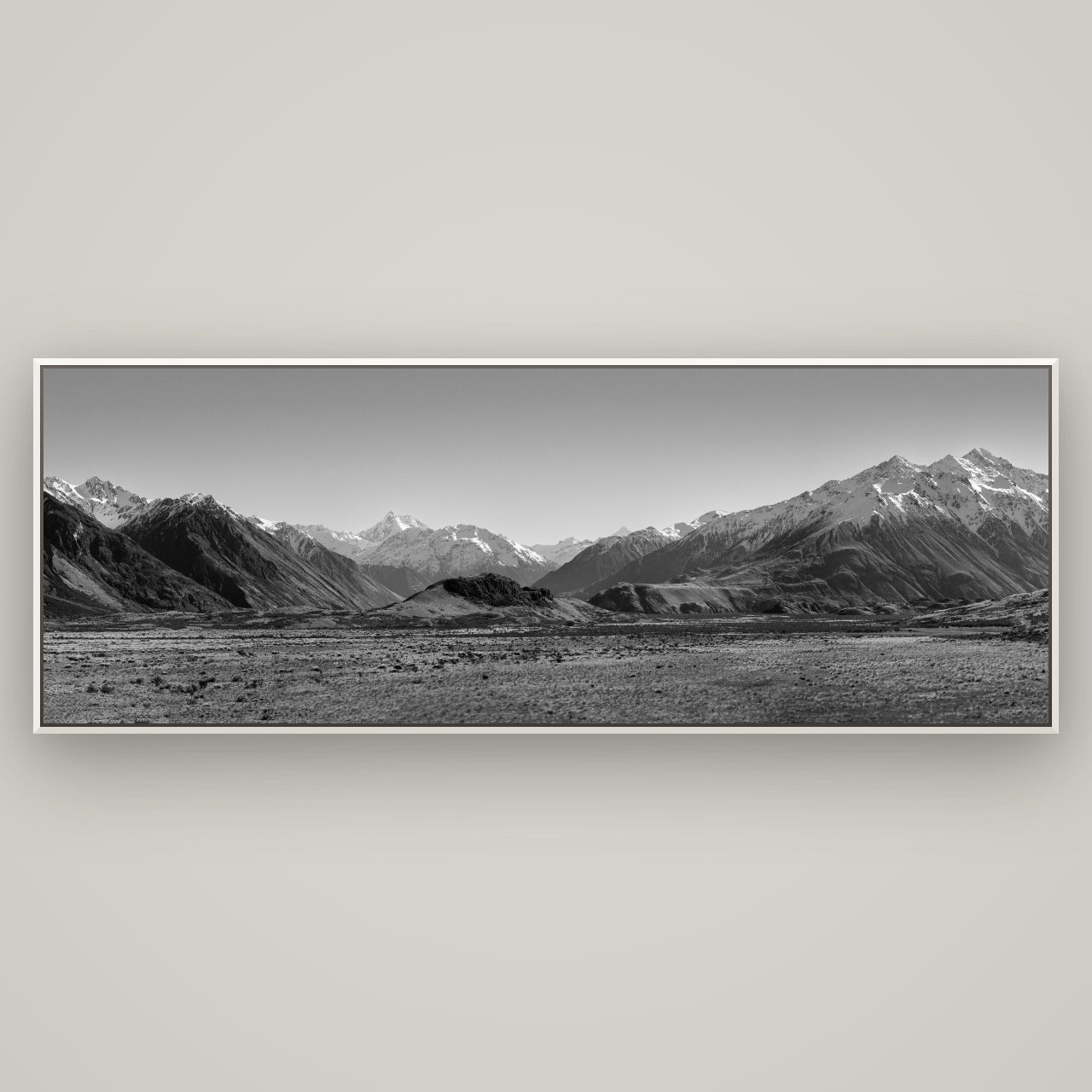 Edoras Unveiled, The Majesty of Mount Sunday — Basel White, 198×70 cm. New Zealand fine art wall art by Stephen Milner.