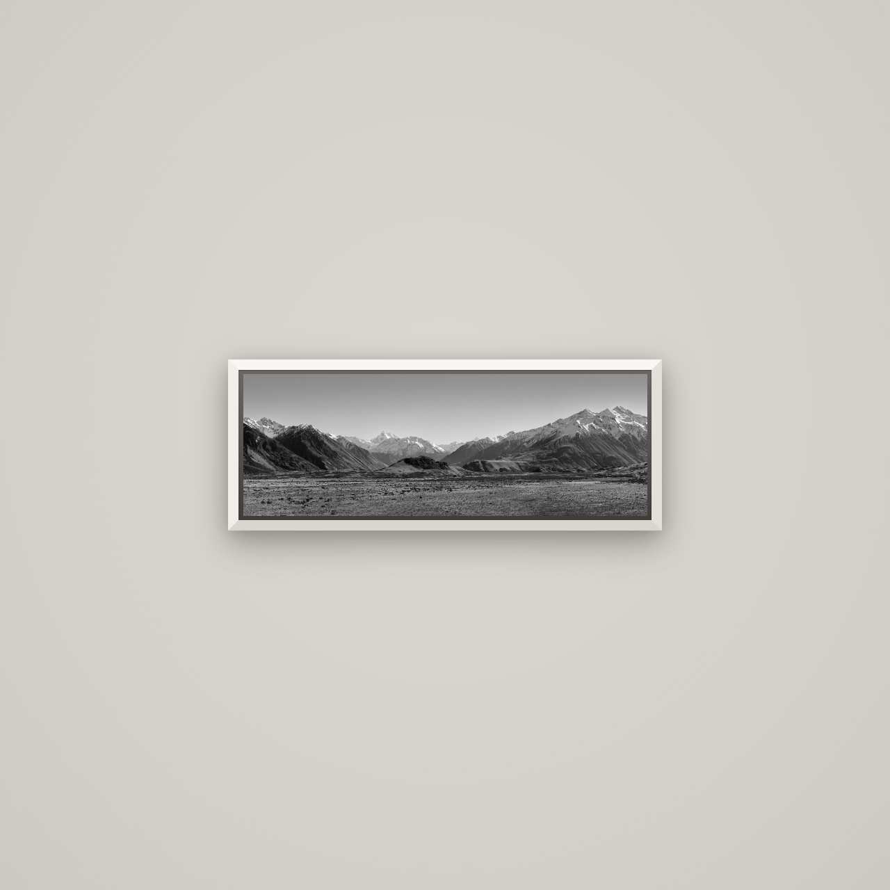 Edoras Unveiled, The Majesty of Mount Sunday — Basel White, 57×20 cm. New Zealand fine art wall art by Stephen Milner.