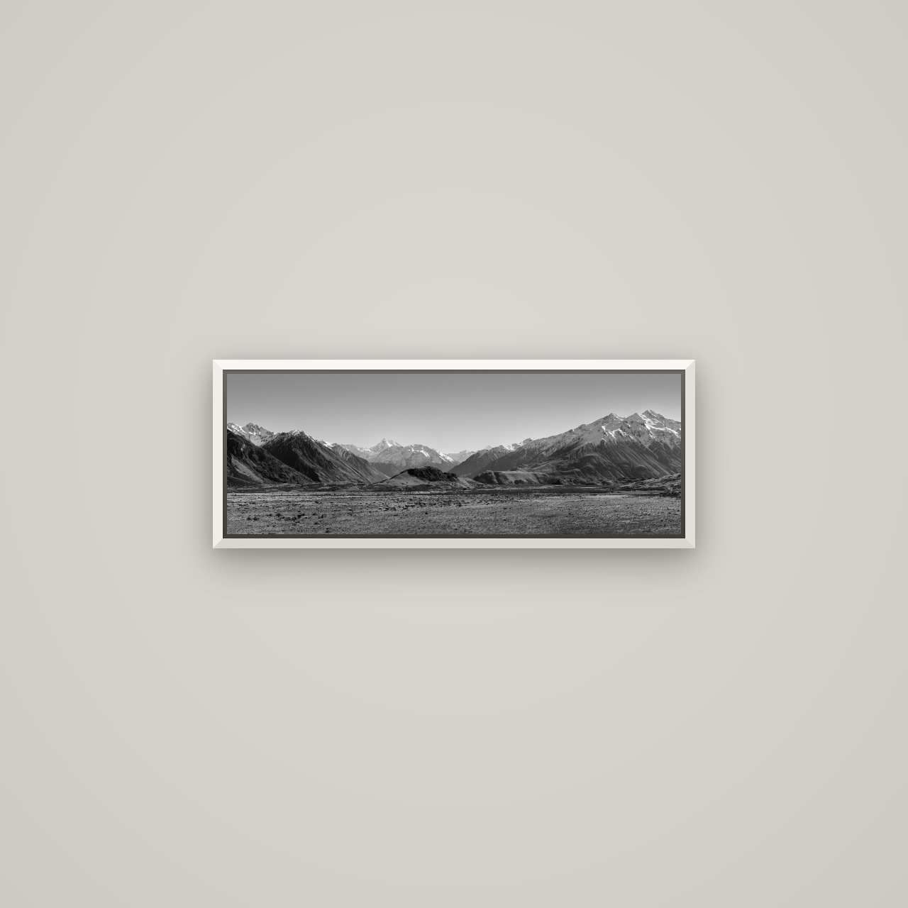 Edoras Unveiled, The Majesty of Mount Sunday — Basel White, 68×24 cm. New Zealand fine art wall art by Stephen Milner.