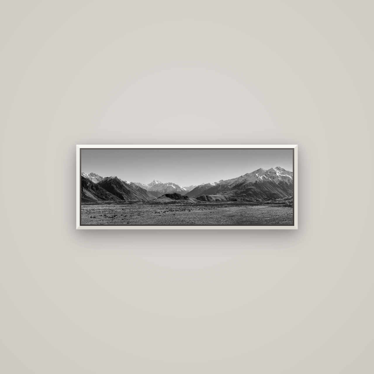 Edoras Unveiled, The Majesty of Mount Sunday — Basel White, 85×30 cm. New Zealand fine art wall art by Stephen Milner.