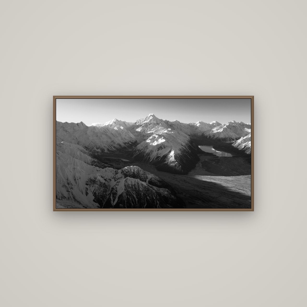 Elysian Heights, Mount Cook's Sunset Embrace, Basel Walnut, 107×60 cm. New Zealand fine art wall art by Stephen Milner.