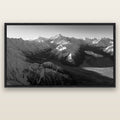 Elysian Heights, Mount Cook's Sunset Embrace — black float frame canvas, 200 × 130 cm. New Zealand fine art landscape wall art by Stephen Milner.