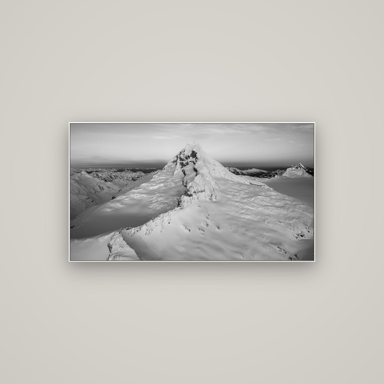 Elysian Majesty, Mount Aspiring's Evening Embrace — ArtBox White, 107×60 cm. New Zealand fine art wall art by Stephen Milner.