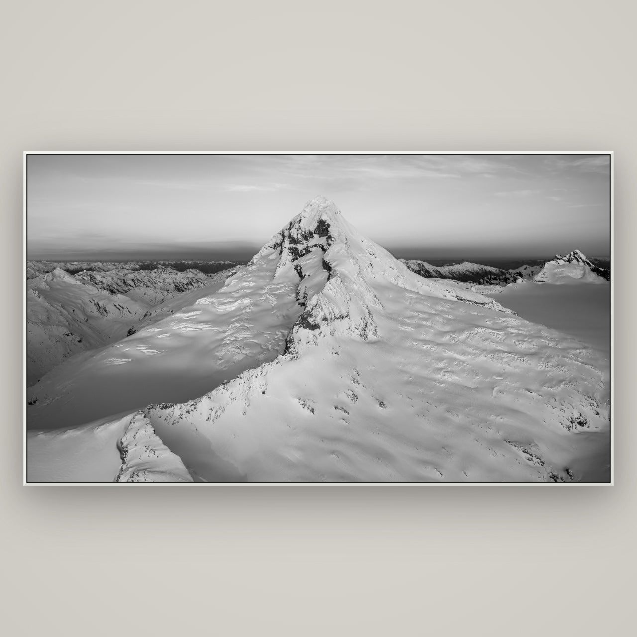 Elysian Majesty, Mount Aspiring's Evening Embrace — ArtBox White, 196×110 cm. New Zealand fine art wall art by Stephen Milner.