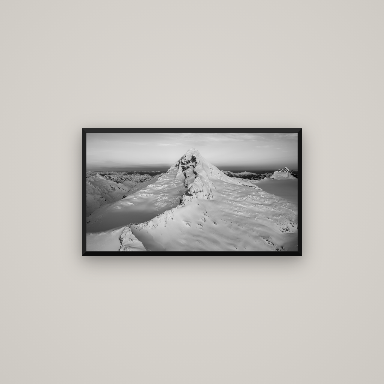 Elysian Majesty, Mount Aspiring's Evening Embrace — Basel Black Matte, 80×45 cm. New Zealand fine art wall art by Stephen Milner.