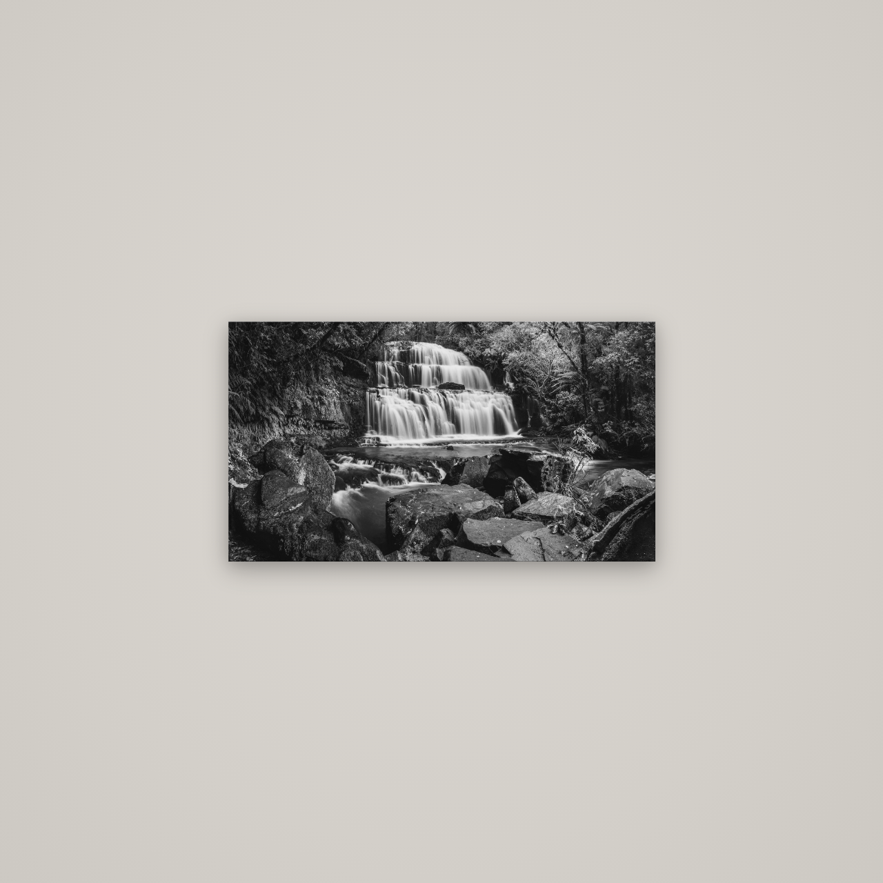 Elysian Serenity, Purakaunui Falls — No frame, 64×36 cm. New Zealand fine art wall art by Stephen Milner.