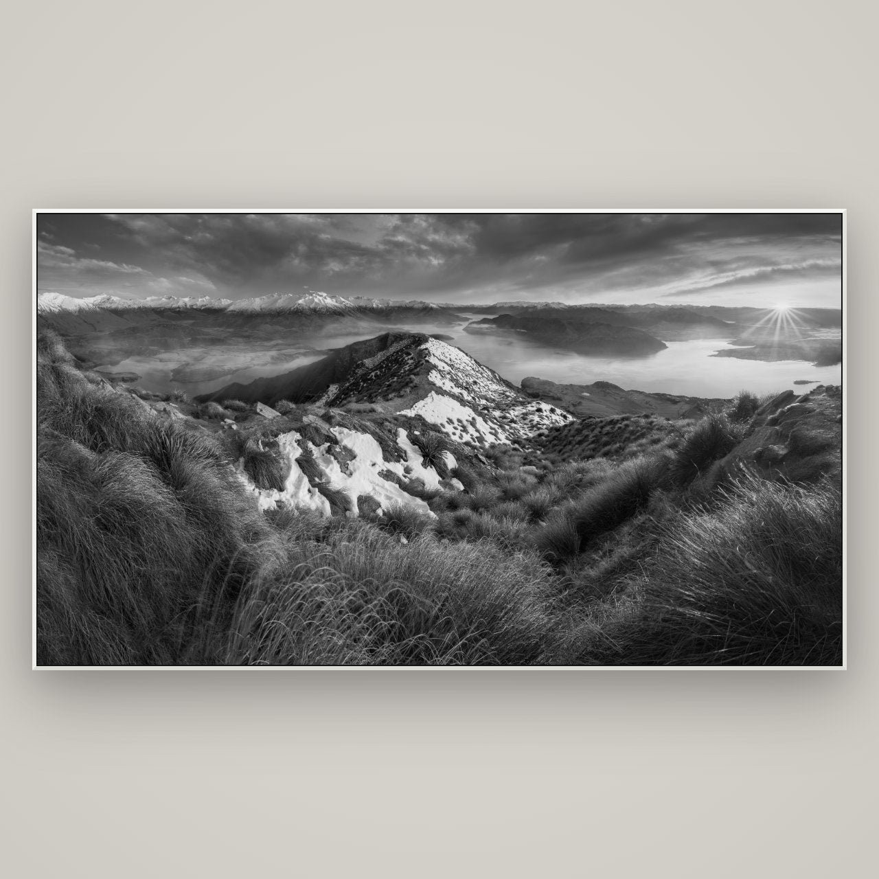 Elysium's Ascent, Roy's Peak Radiance — ArtBox White, 196×110 cm. New Zealand fine art wall art by Stephen Milner.