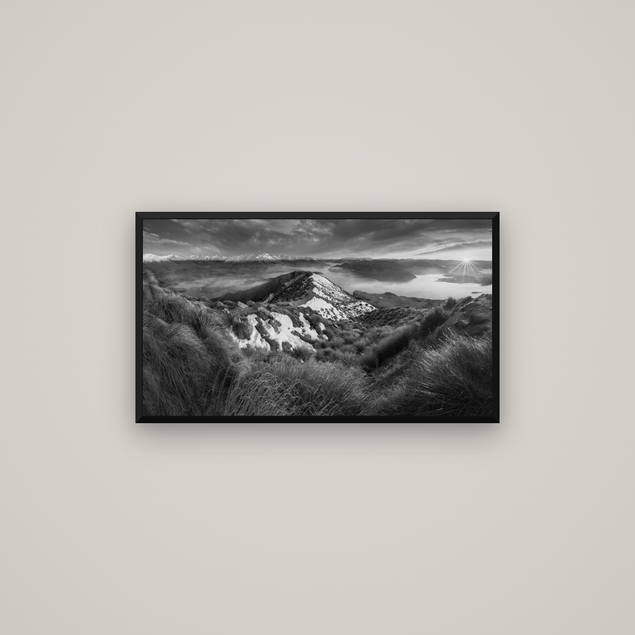 Elysium's Ascent, Roy's Peak Radiance — Basel Black Matte, 80×45 cm. New Zealand fine art wall art by Stephen Milner.
