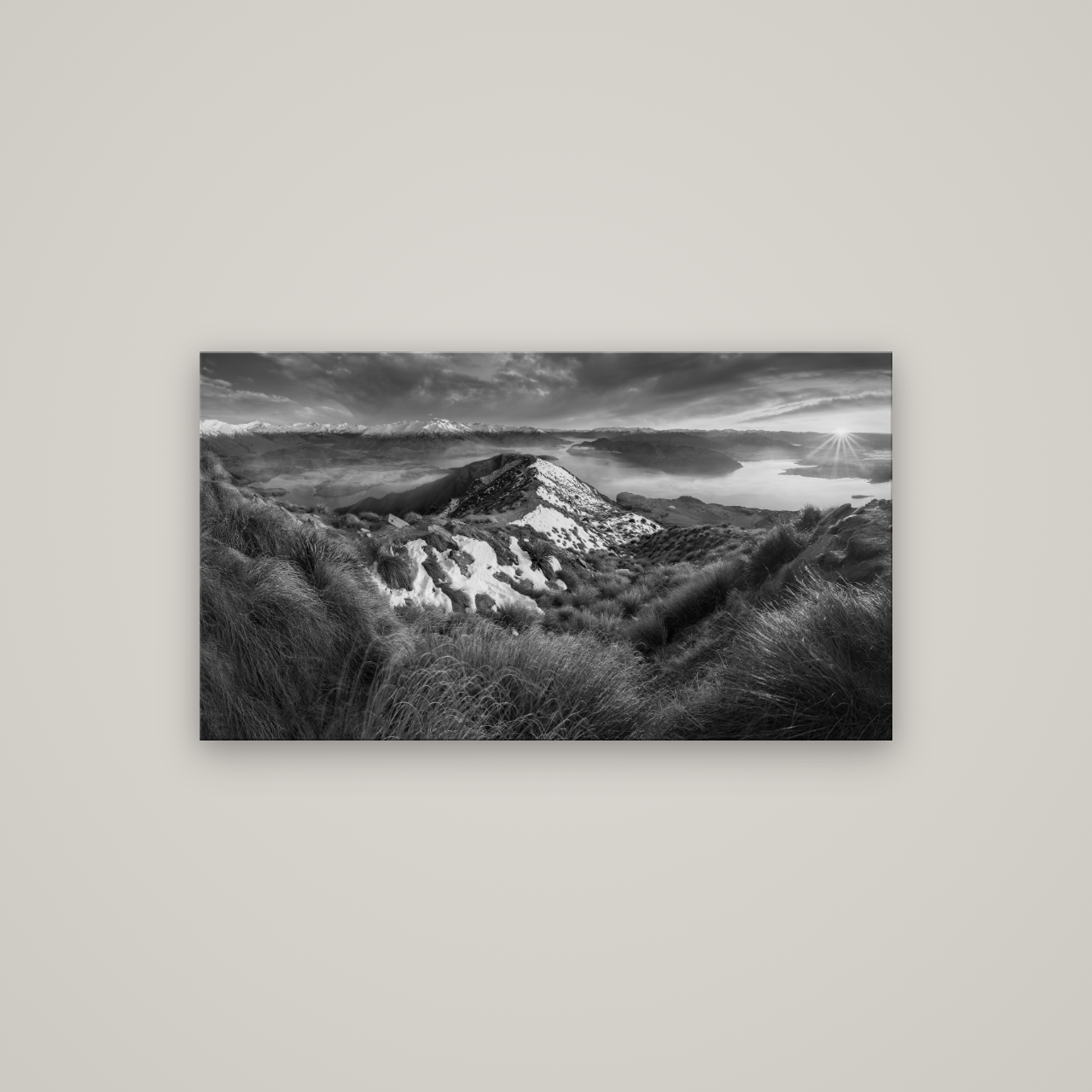 Elysium's Ascent, Roy's Peak Radiance — No frame, 107×60 cm. New Zealand fine art wall art by Stephen Milner.