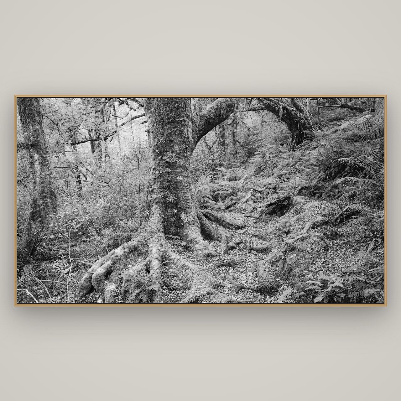 Enchanted Forest Path, Mt. Aspiring National Park, Basel Natural Oak, 196×110 cm. New Zealand fine art wall art by Stephen Milner.