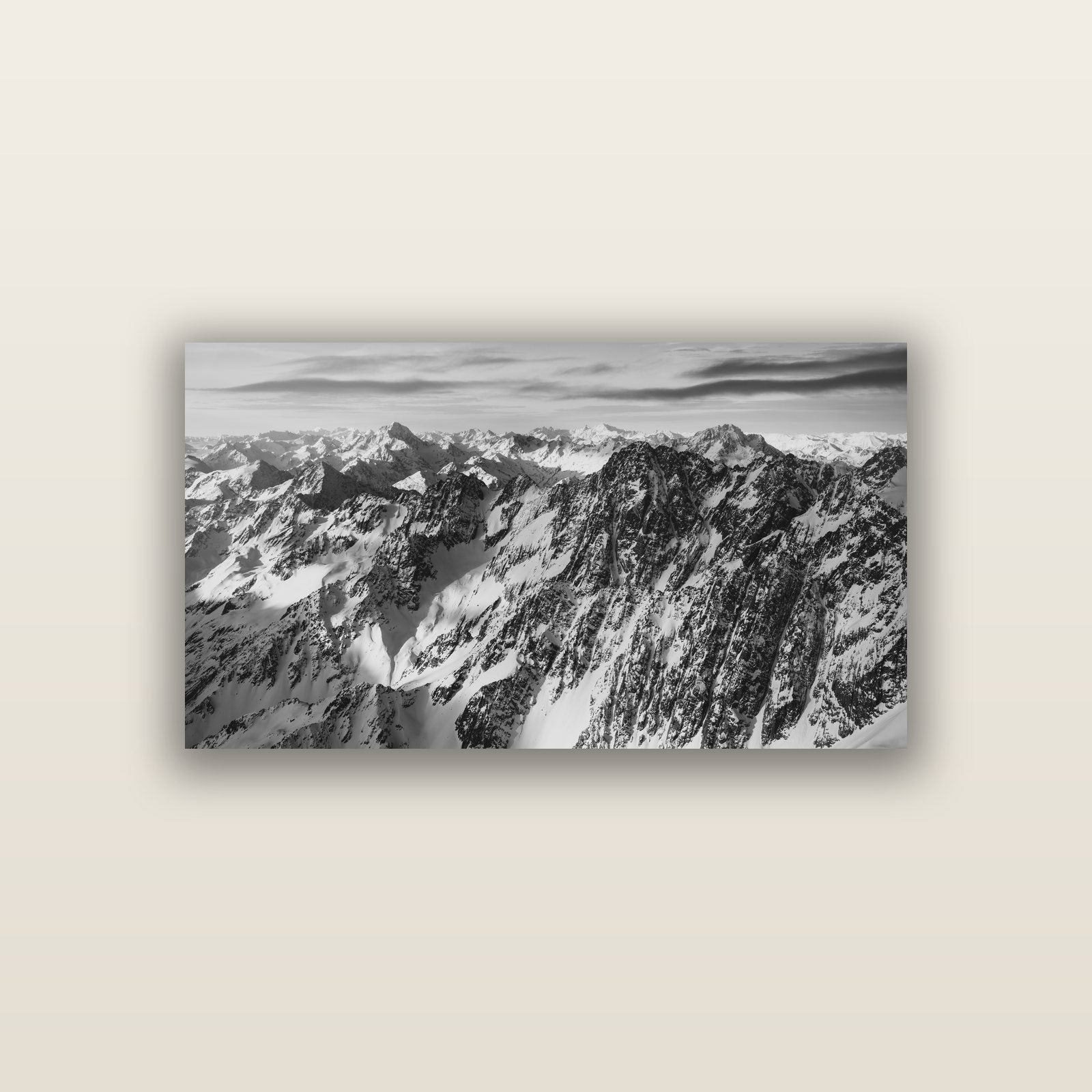 Endless Ranges, Southern Alps — acrylic panel print, small 76 × 38 cm. New Zealand fine art landscape wall art by Stephen Milner.