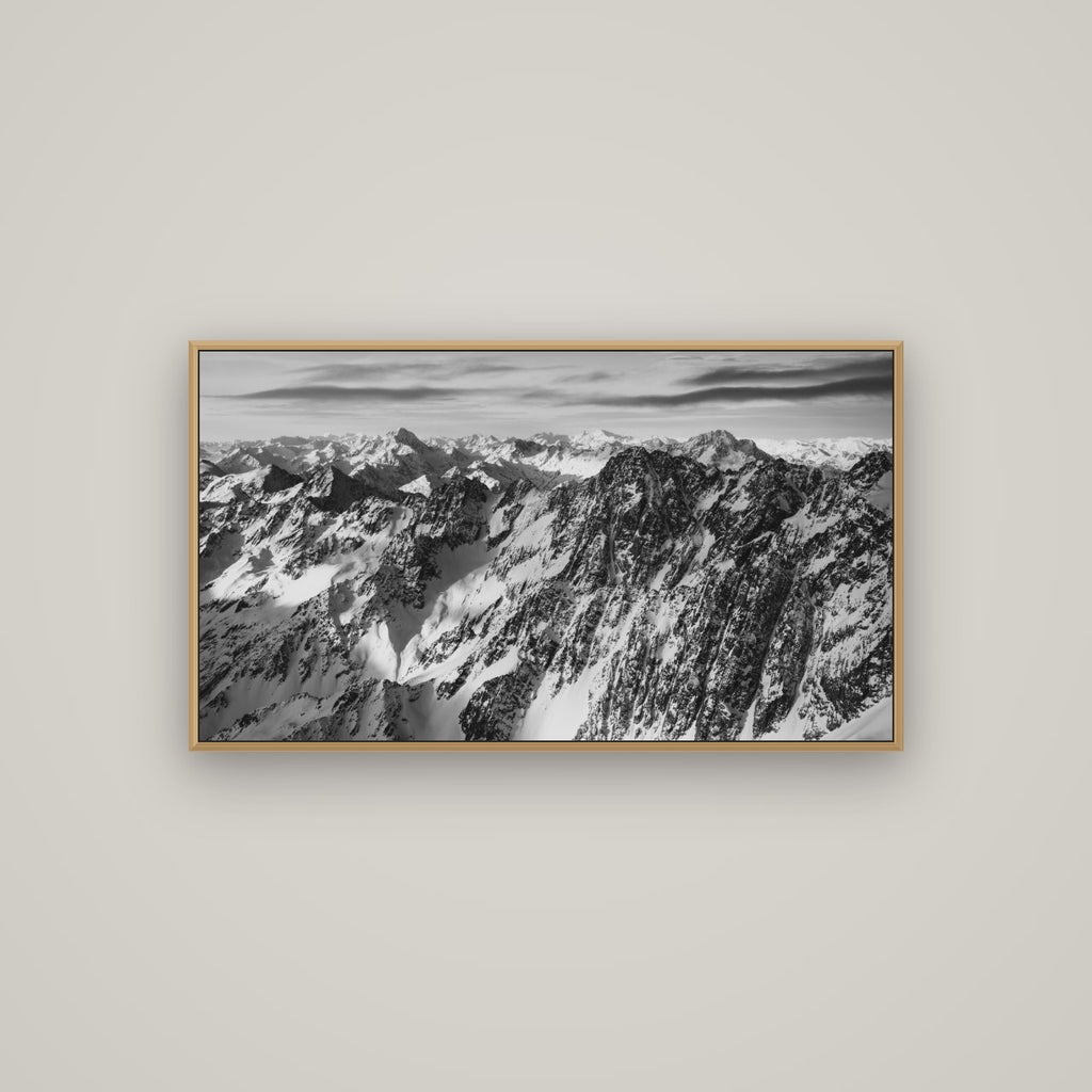 Endless Ranges, Southern Alps, Basel Natural Oak, 107×60 cm. New Zealand fine art wall art by Stephen Milner.