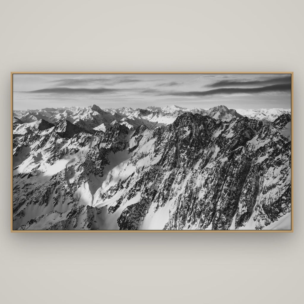 Endless Ranges, Southern Alps, Basel Natural Oak, 196×110 cm. New Zealand fine art wall art by Stephen Milner.