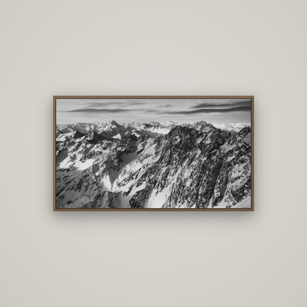 Endless Ranges, Southern Alps, Basel Walnut, 107×60 cm. New Zealand fine art wall art by Stephen Milner.