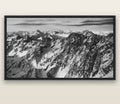 Endless Ranges, Southern Alps — black float frame canvas, 200 × 130 cm. New Zealand fine art landscape wall art by Stephen Milner.