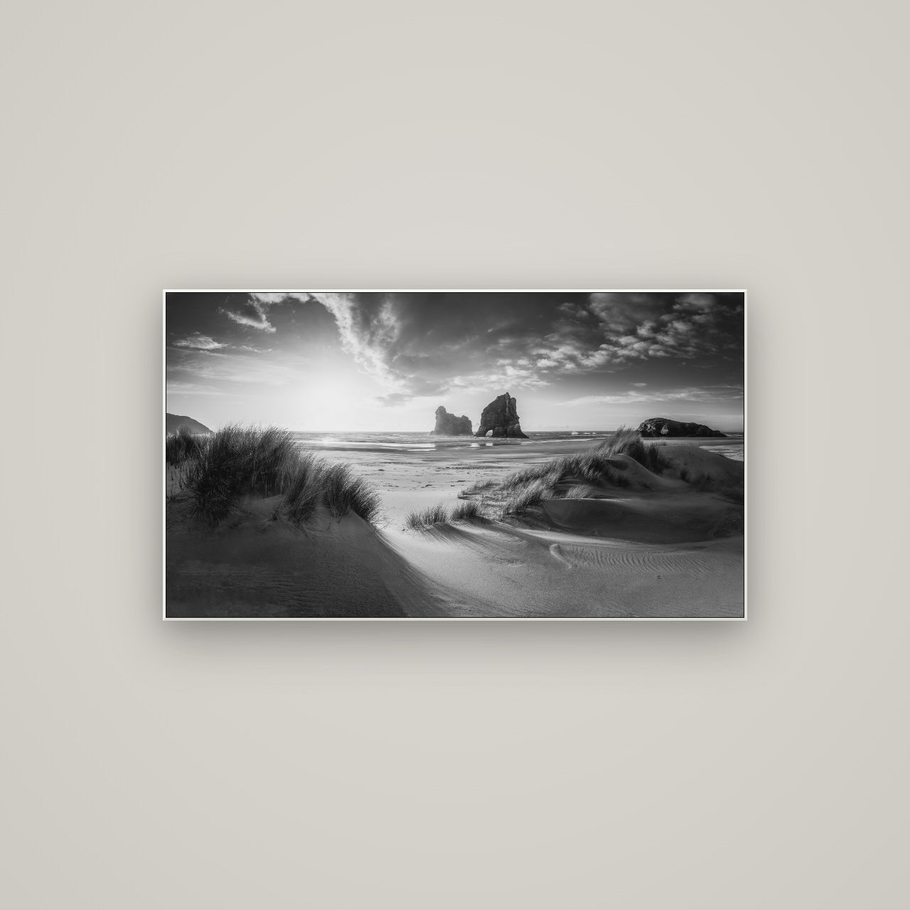 Eternal Beauty, Wharariki's Archway Secrets — ArtBox White, 107×60 cm. New Zealand fine art wall art by Stephen Milner.