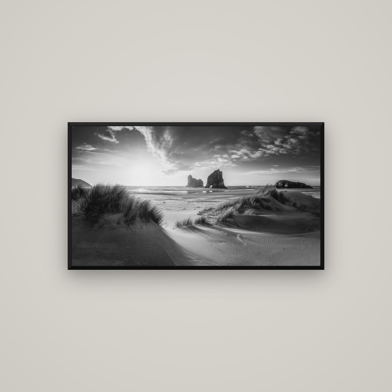 Eternal Beauty, Wharariki's Archway Secrets — Basel Black, 107×60 cm. New Zealand fine art wall art by Stephen Milner.