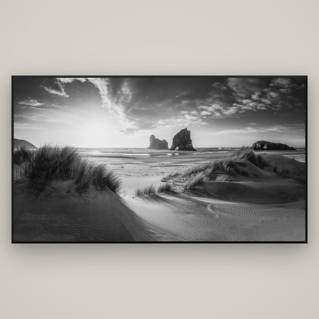Eternal Beauty, Wharariki's Archway Secrets — Basel Black, 196×110 cm. New Zealand fine art wall art by Stephen Milner.