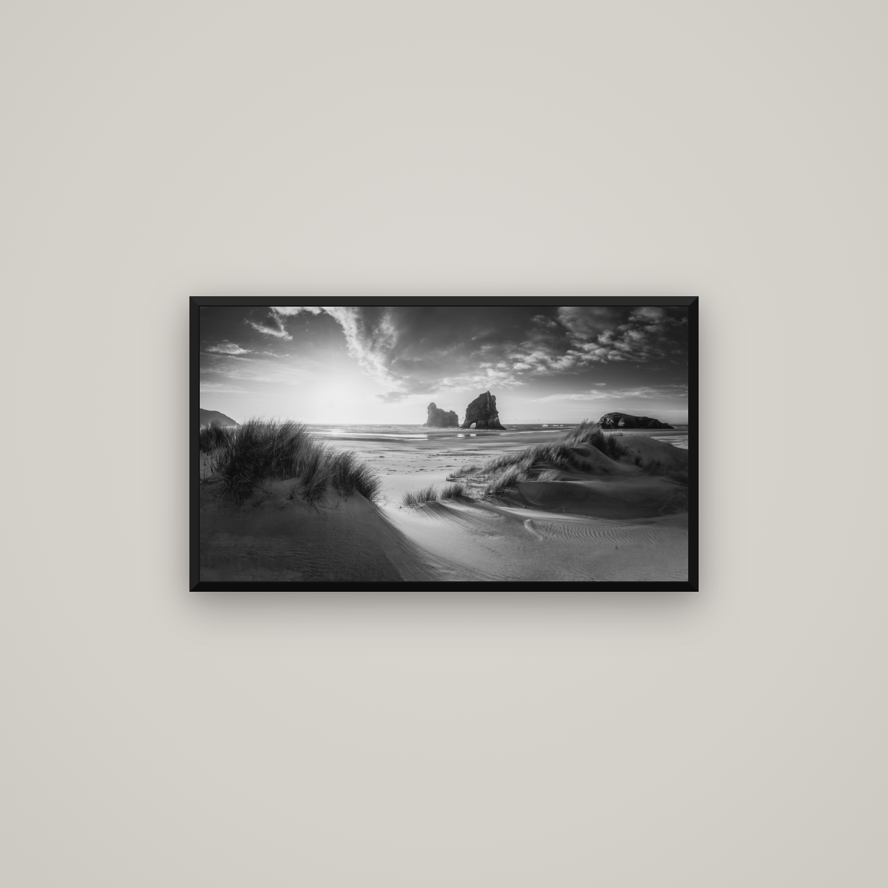 Eternal Beauty, Wharariki's Archway Secrets — Basel Black Matte, 80×45 cm. New Zealand fine art wall art by Stephen Milner.