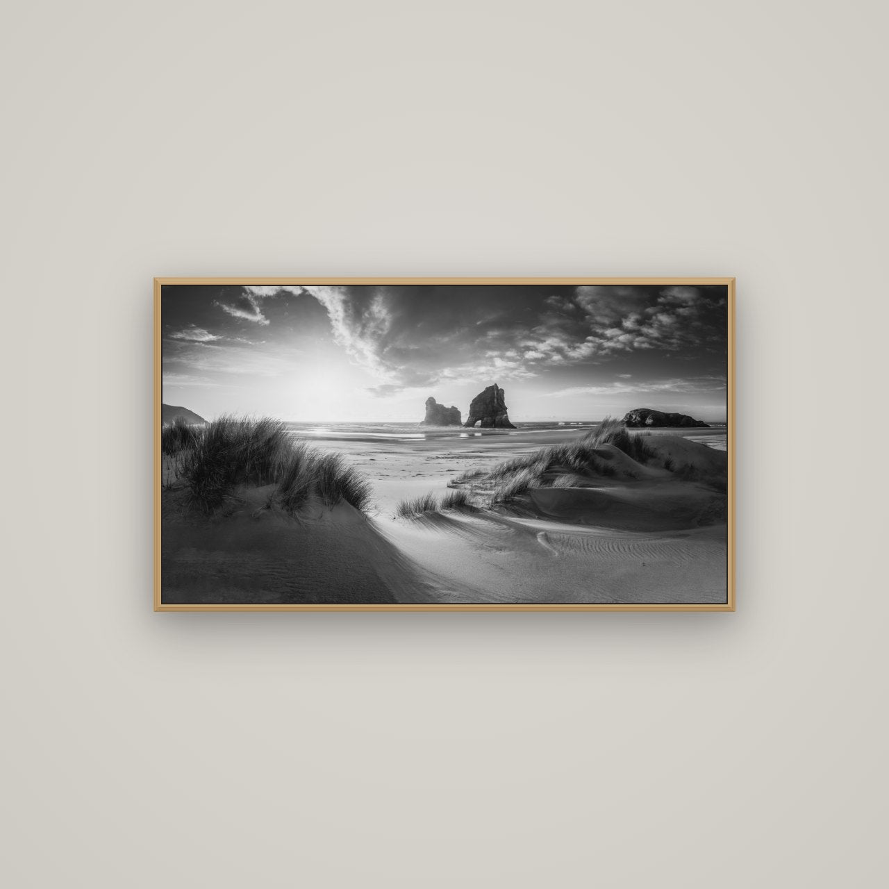 Eternal Beauty, Wharariki's Archway Secrets, Basel Natural Oak, 107×60 cm. New Zealand fine art wall art by Stephen Milner.