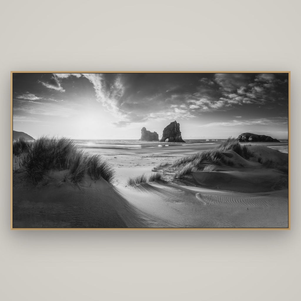Eternal Beauty, Wharariki's Archway Secrets, Basel Natural Oak, 196×110 cm. New Zealand fine art wall art by Stephen Milner.