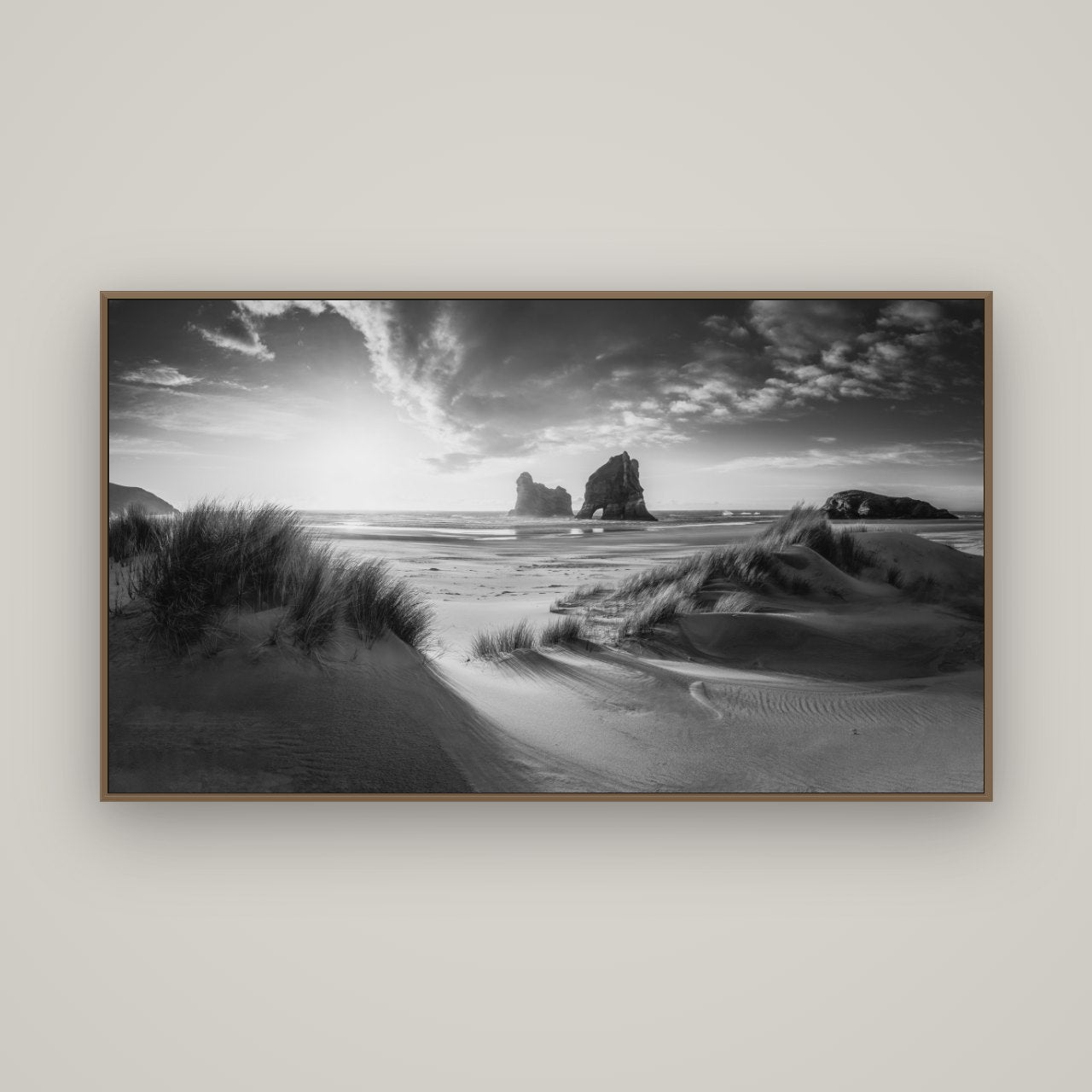 Eternal Beauty, Wharariki's Archway Secrets, Basel Walnut, 160×90 cm. New Zealand fine art wall art by Stephen Milner.