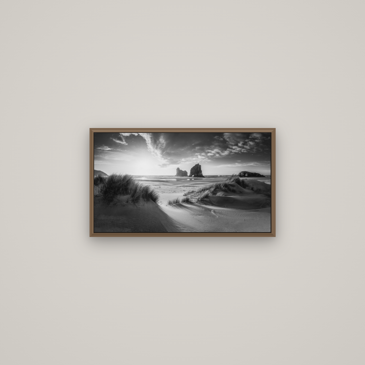 Eternal Beauty, Wharariki's Archway Secrets, Basel Walnut, 64×36 cm. New Zealand fine art wall art by Stephen Milner.
