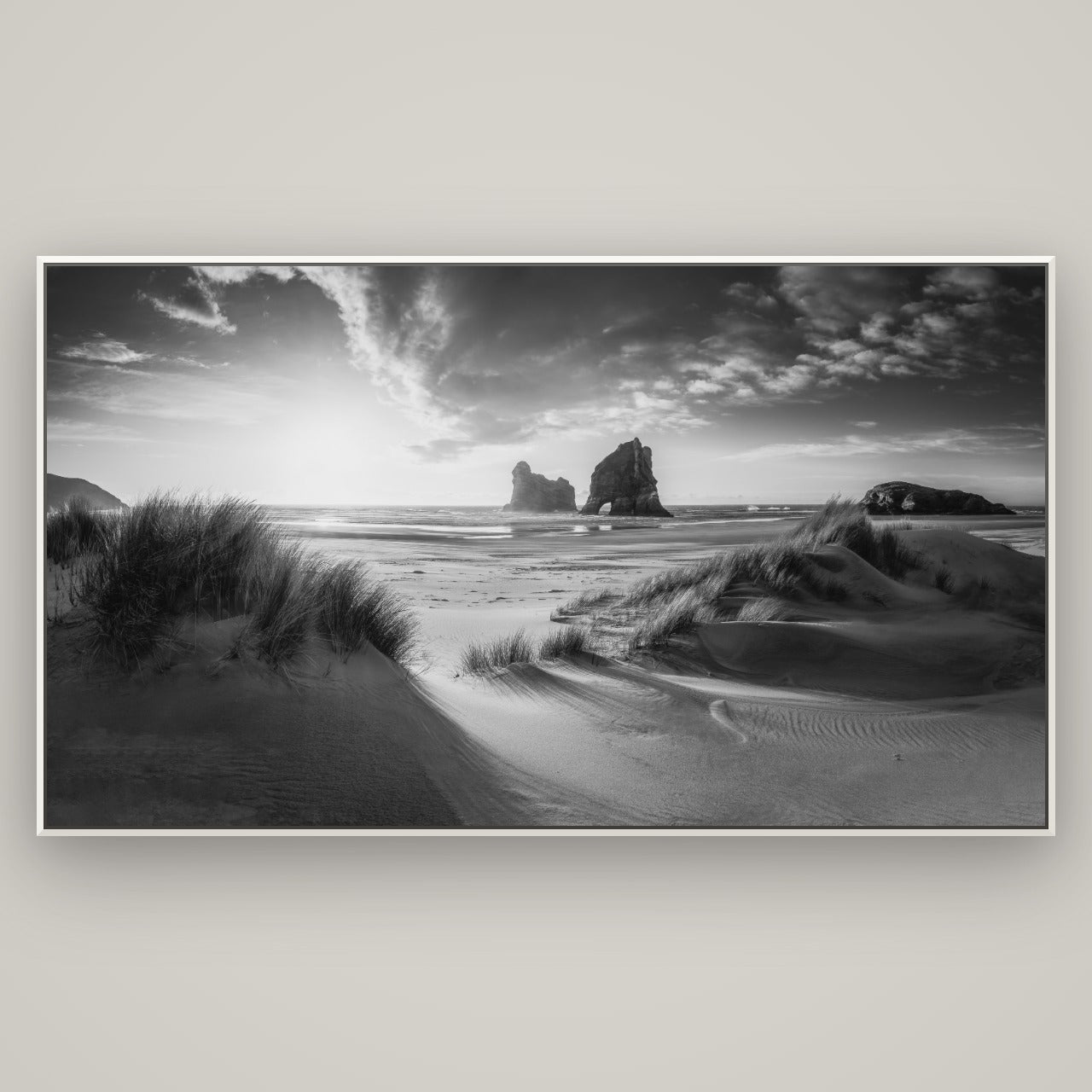 Eternal Beauty, Wharariki's Archway Secrets — Basel White, 196×110 cm. New Zealand fine art wall art by Stephen Milner.