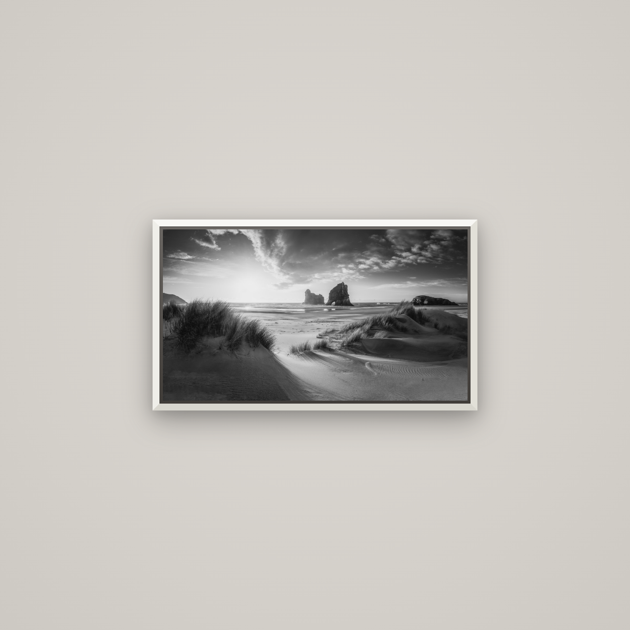 Eternal Beauty, Wharariki's Archway Secrets — Basel White, 64×36 cm. New Zealand fine art wall art by Stephen Milner.