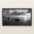 Eternal Guardians, Moeraki Boulders, black and white framed metallic canvas print, Black frame. New Zealand fine art wall art by Stephen Milner.